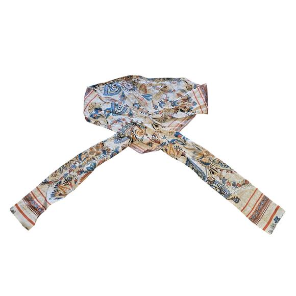 Shein Crop Top Womens Extra Small Multicolor Boho Print Tie Front Bandana Style - Picture 2 of 10